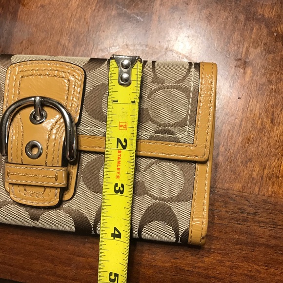 RARE Vintage authentic COACH Signature Wallet Tri Fold Tan / Brown Leather - Picture 9 of 11